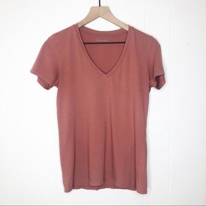 EVERLANE v-neck rust colored tee